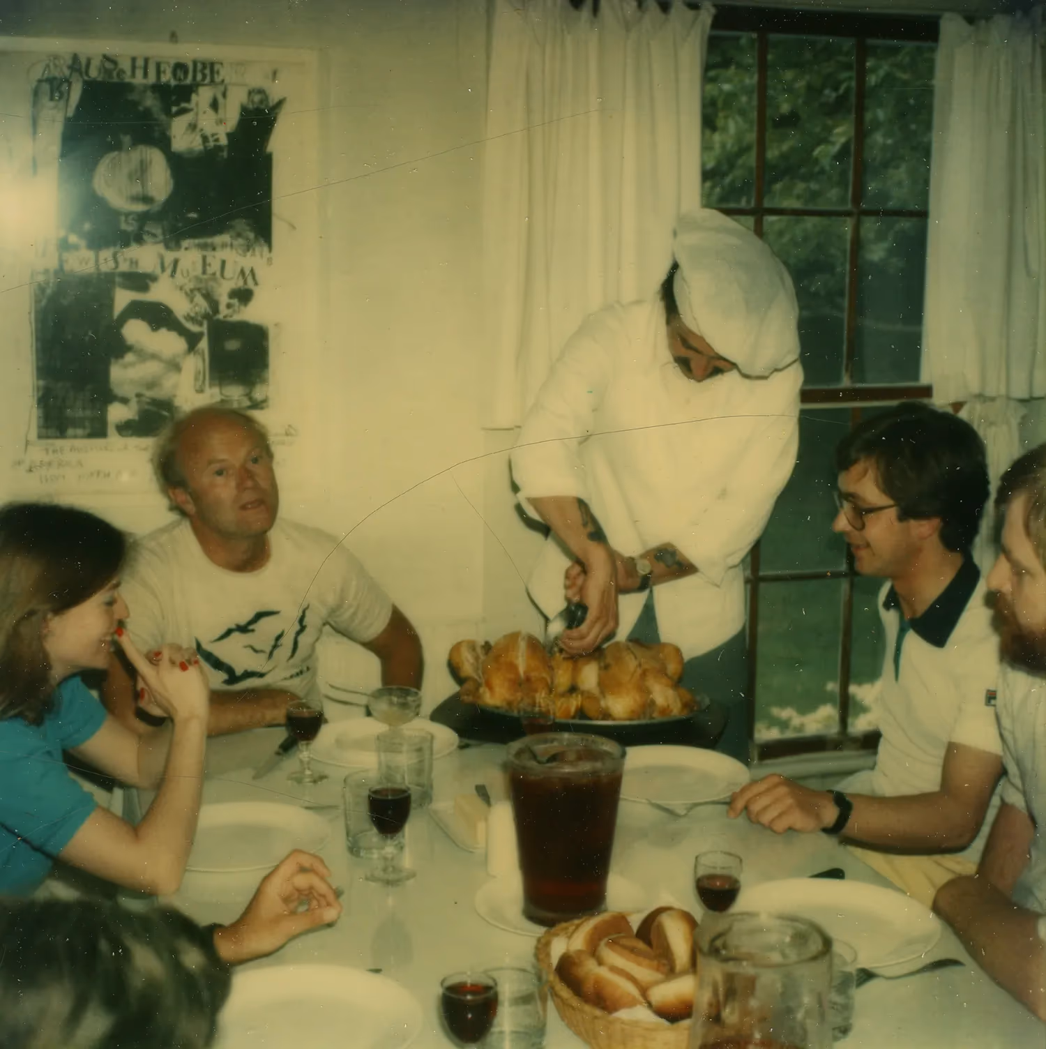James Rosenquist and ULAE staff having lunch during an artist visit