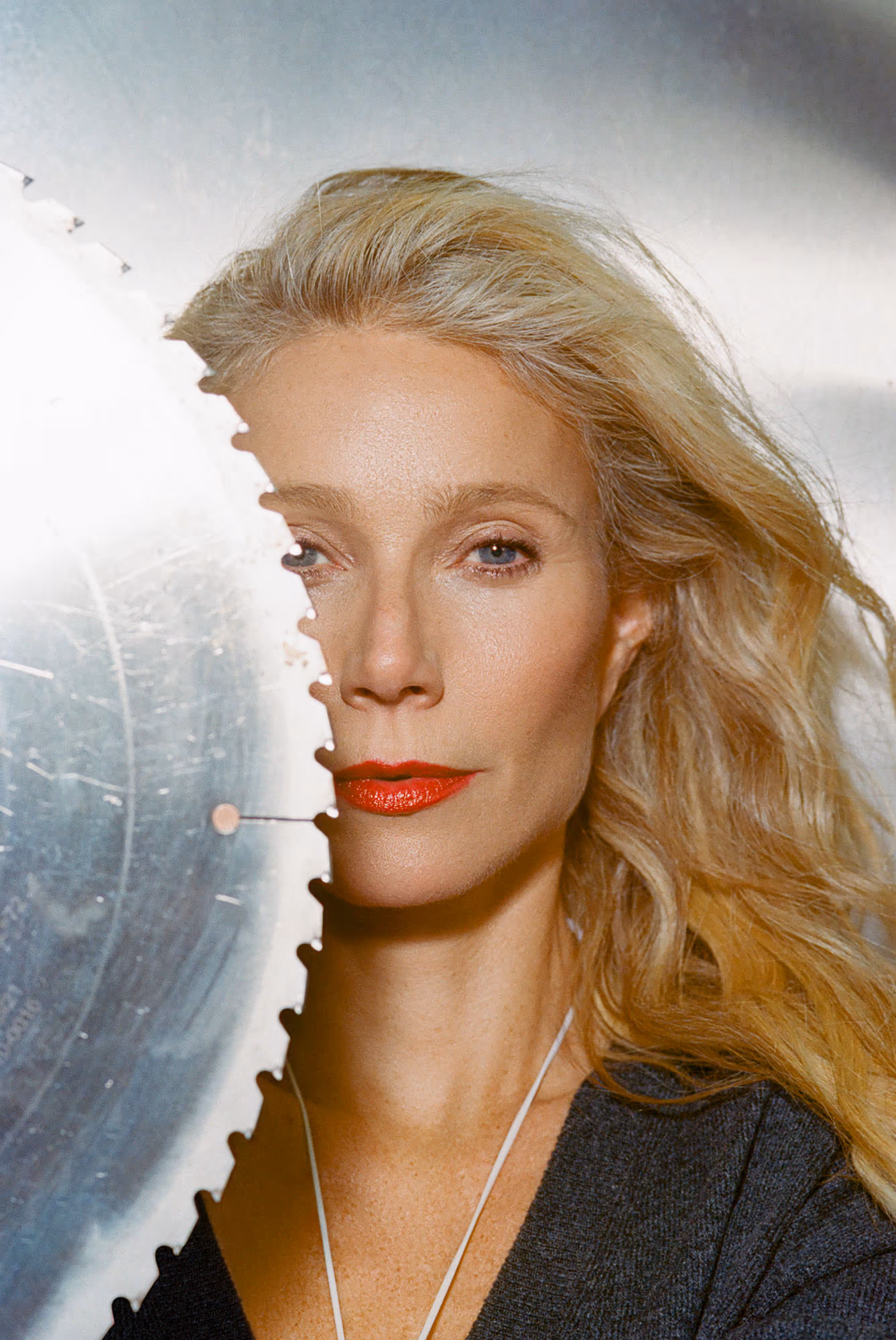Gwyneth wears sweater by G. LABEL BY GOOP.