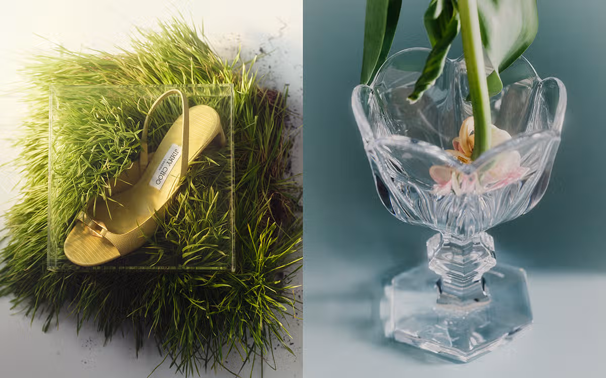 Shoe by JIMMY CHOO. Coupe by BACCARAT.
