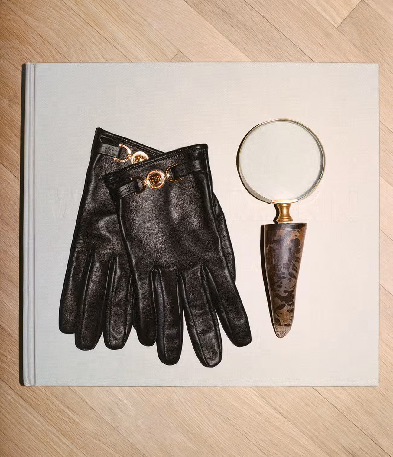 Gloves by VERSACE.