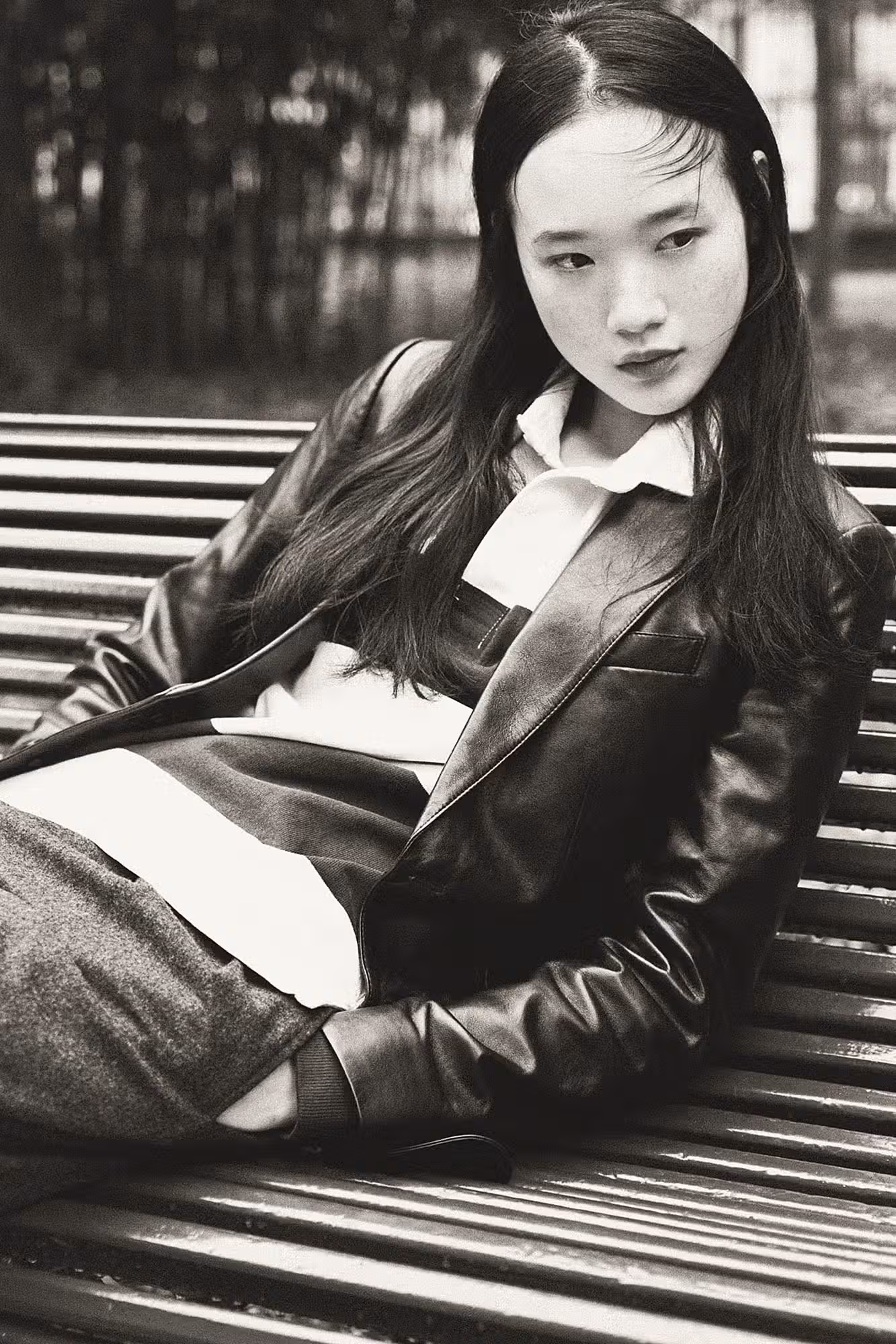 Venus wears jacket and pants by POLO RALPH LAUREN and shirt from RALPH LAUREN VINTAGE COLLECTION.