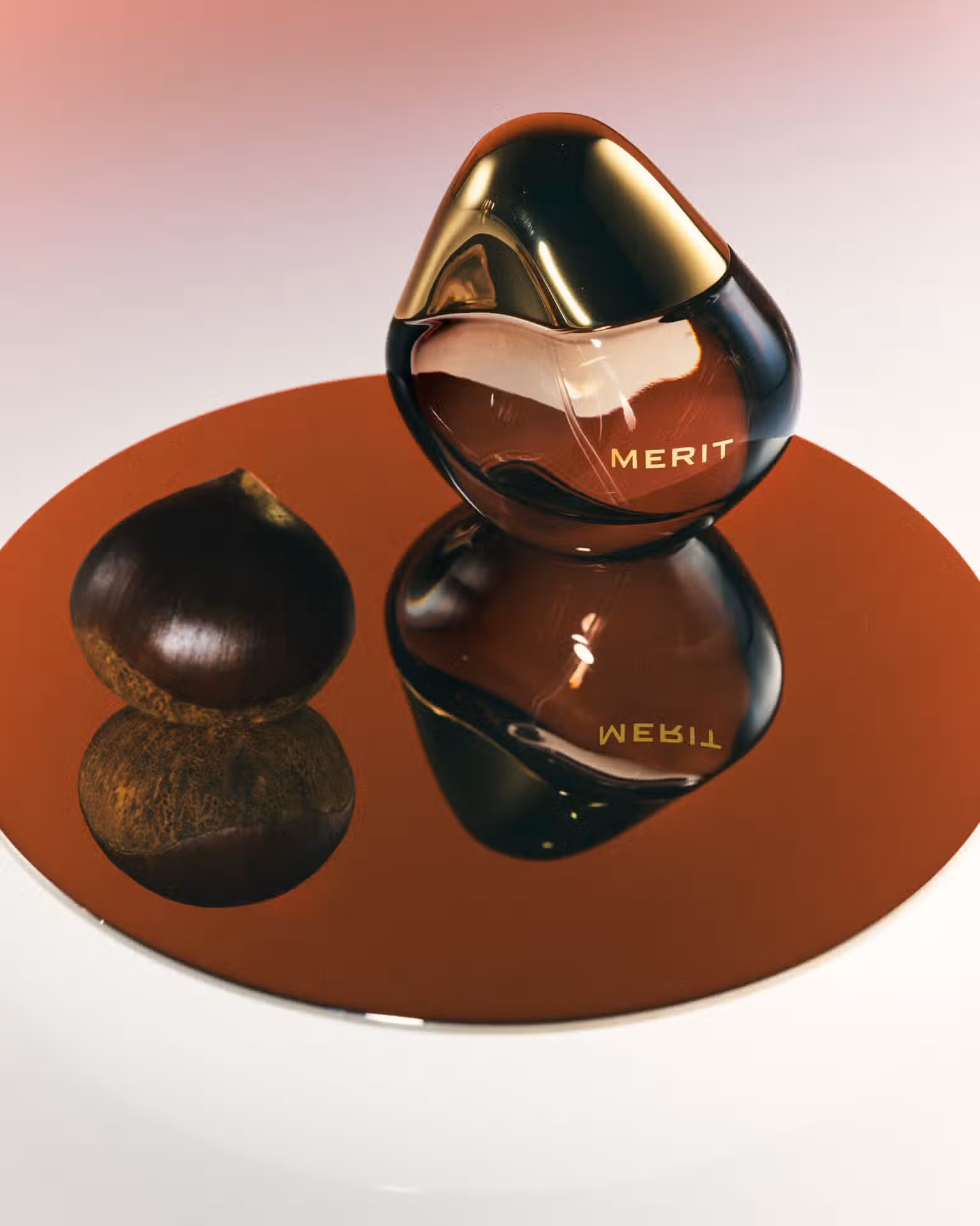 Fragrance by MERIT and plate by PUIFORCAT.