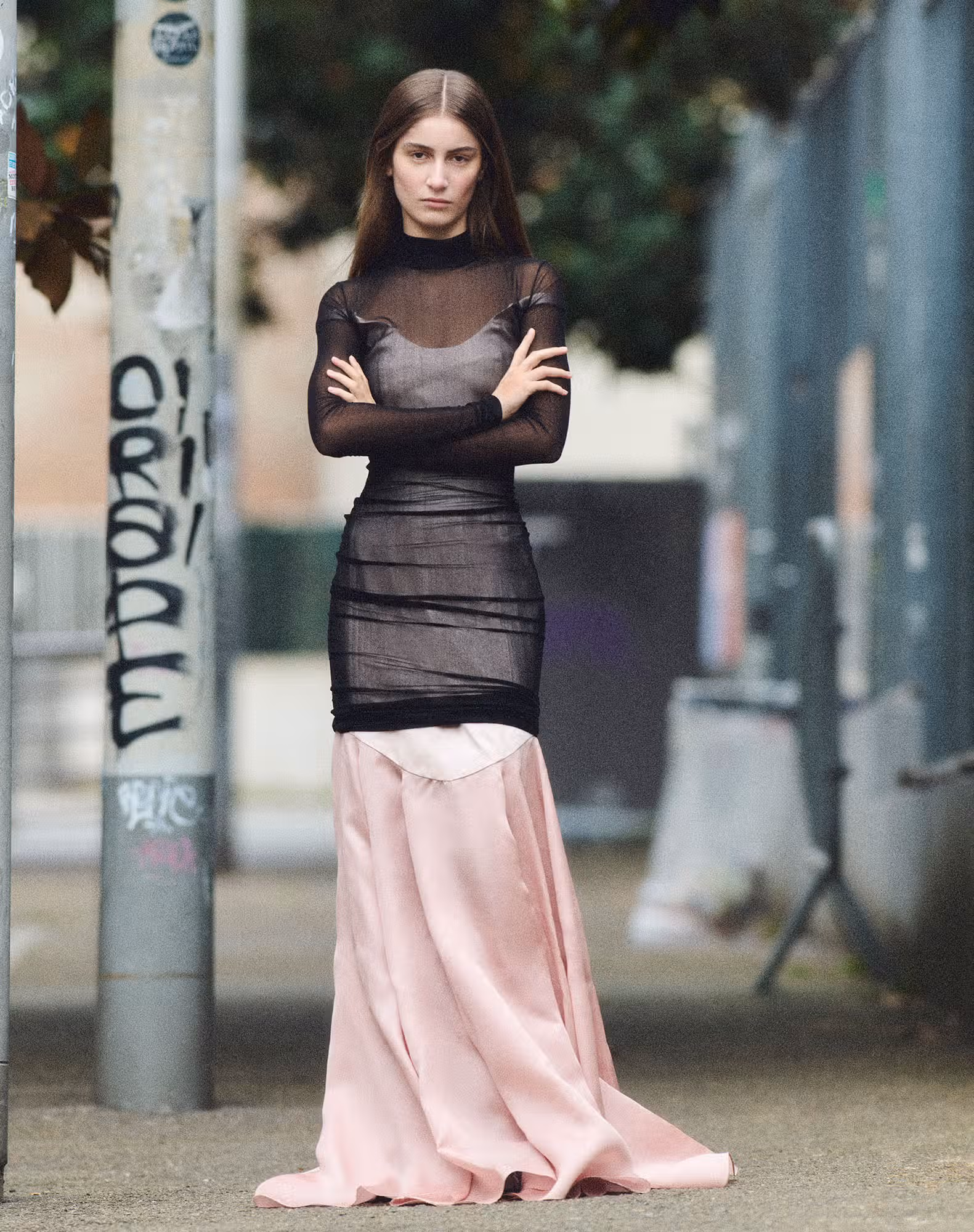 Sahteene wears full look by BURC AKYOL.