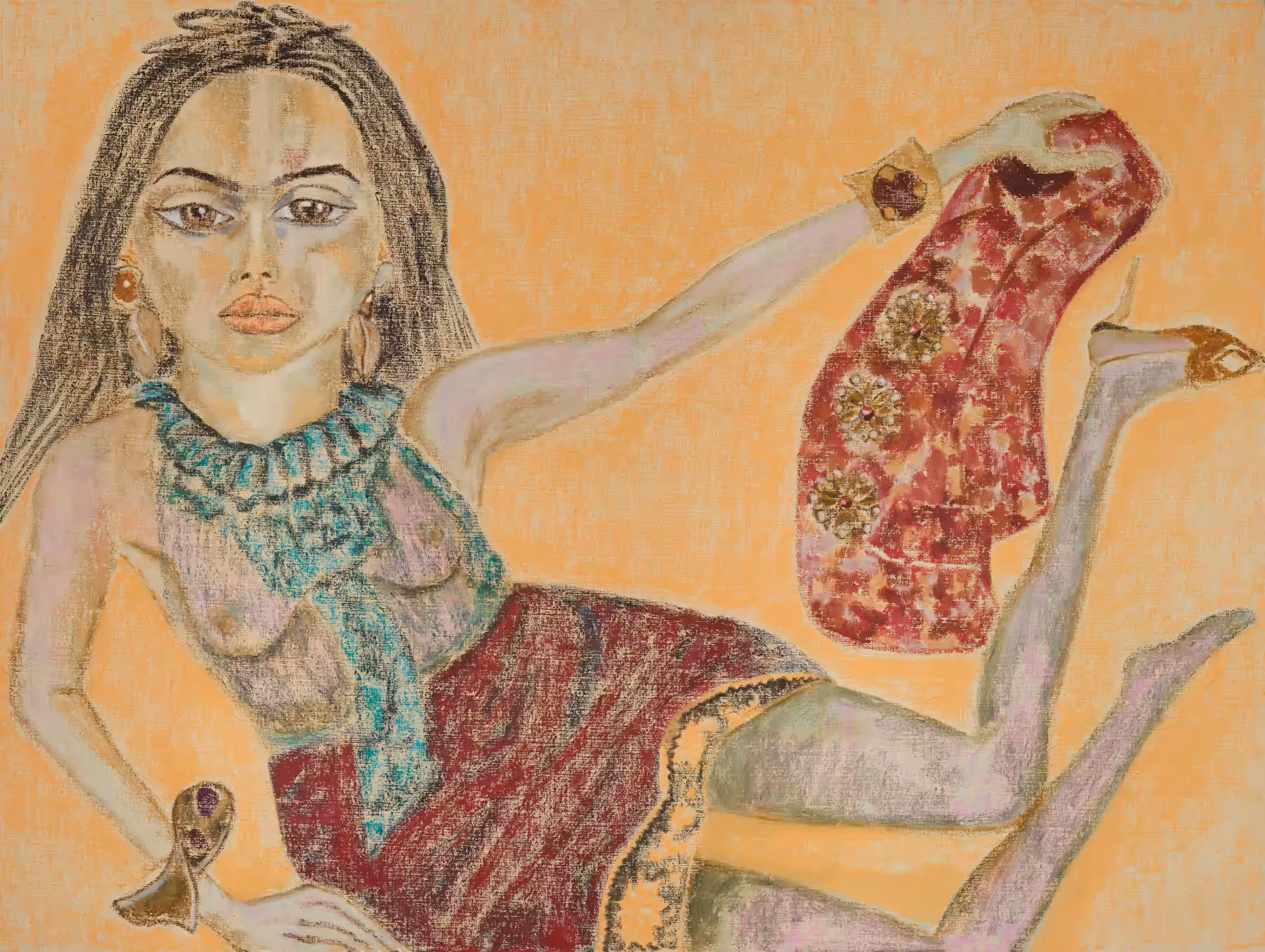 Zoë Kravitz by Francesco Clemente for Saint Laurent’s Spring/Summer 2025 Campaign. Image courtesy of Saint Laurent.