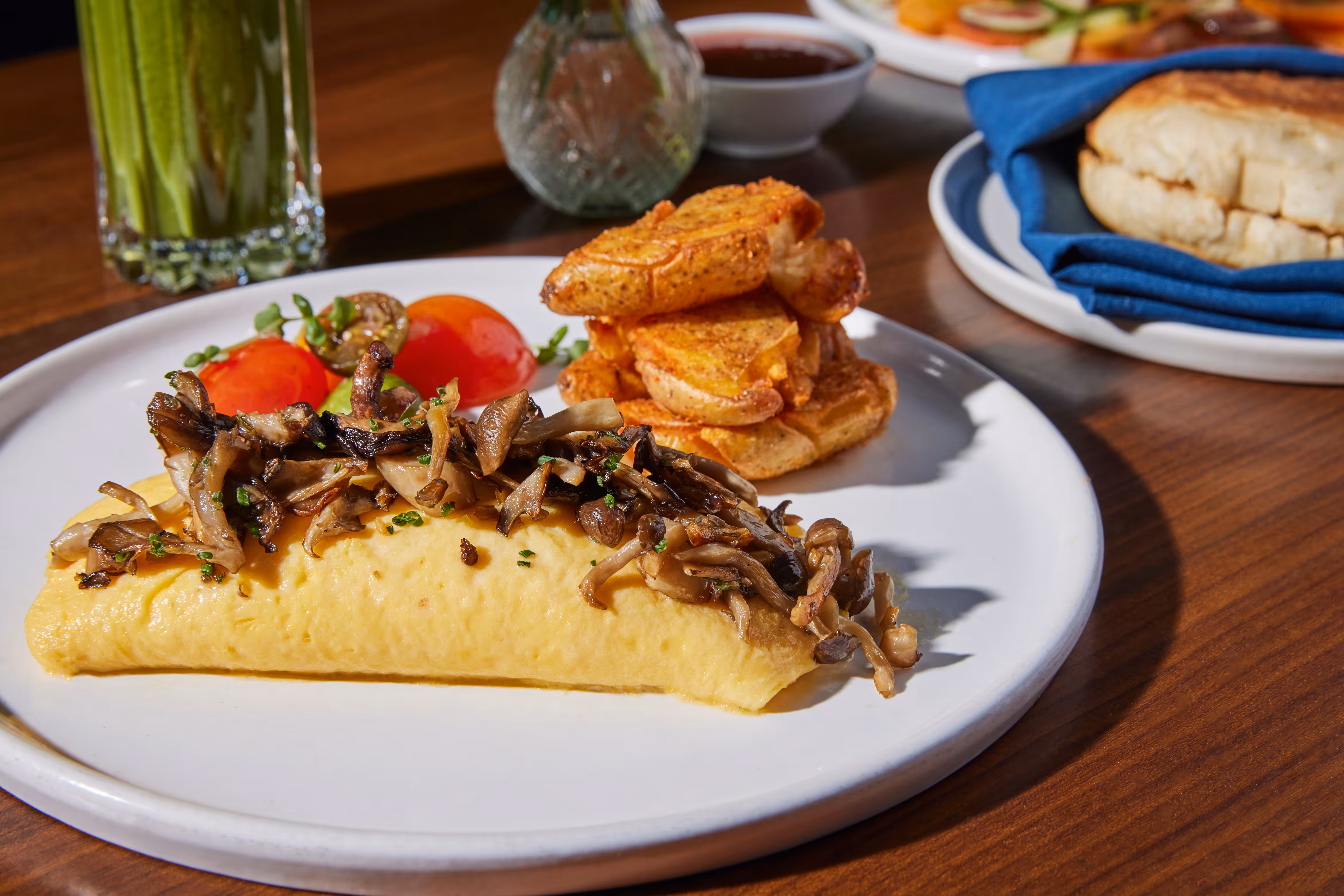 Forest-mushroom omelette with feta cheese and crispy potatoes. Image courtesy of The West Hollywood Edition.