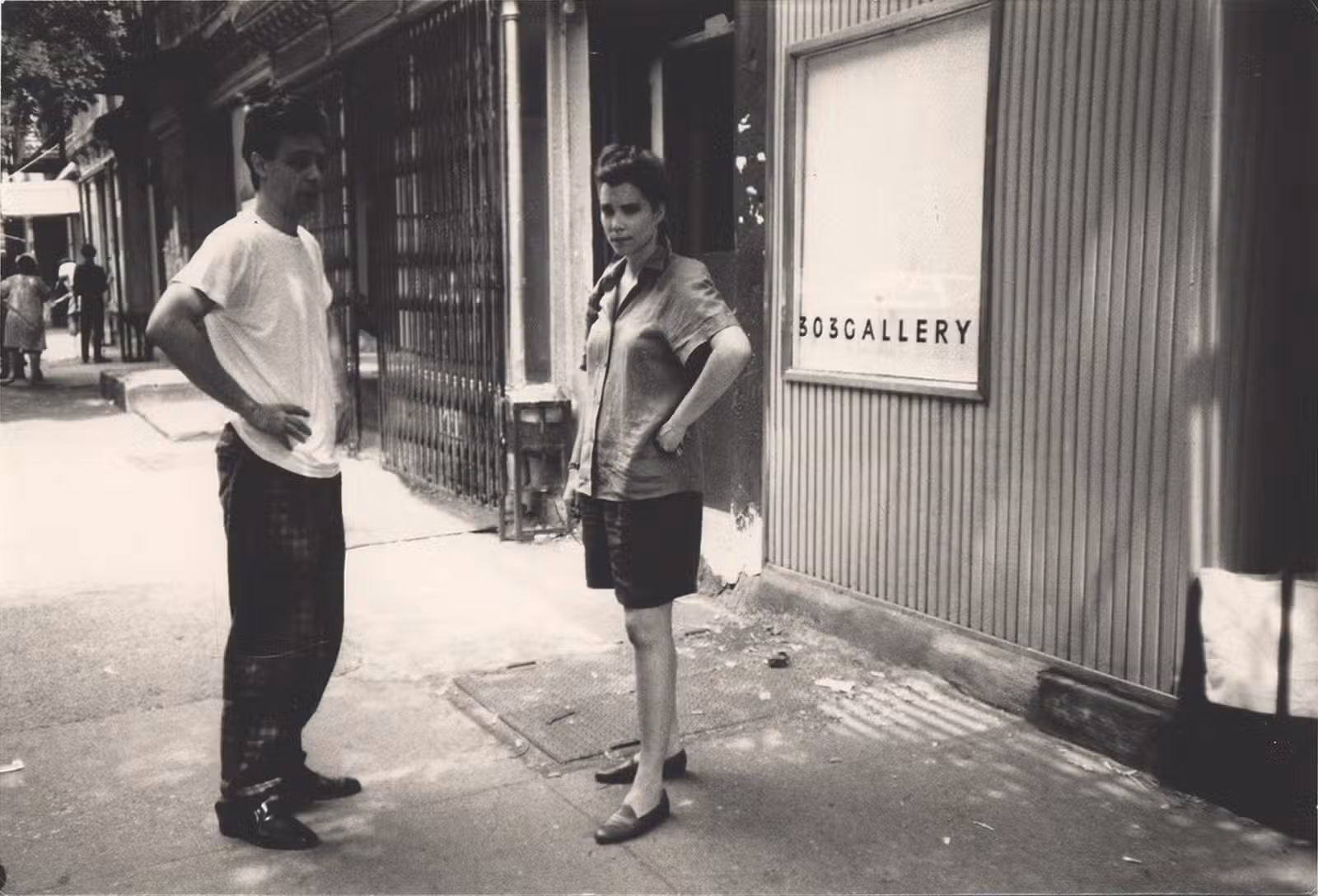 Lisa Spellman and Colin de Land outside the East 6th Street location of 303 Gallery. Image courtesy of 303 Gallery.