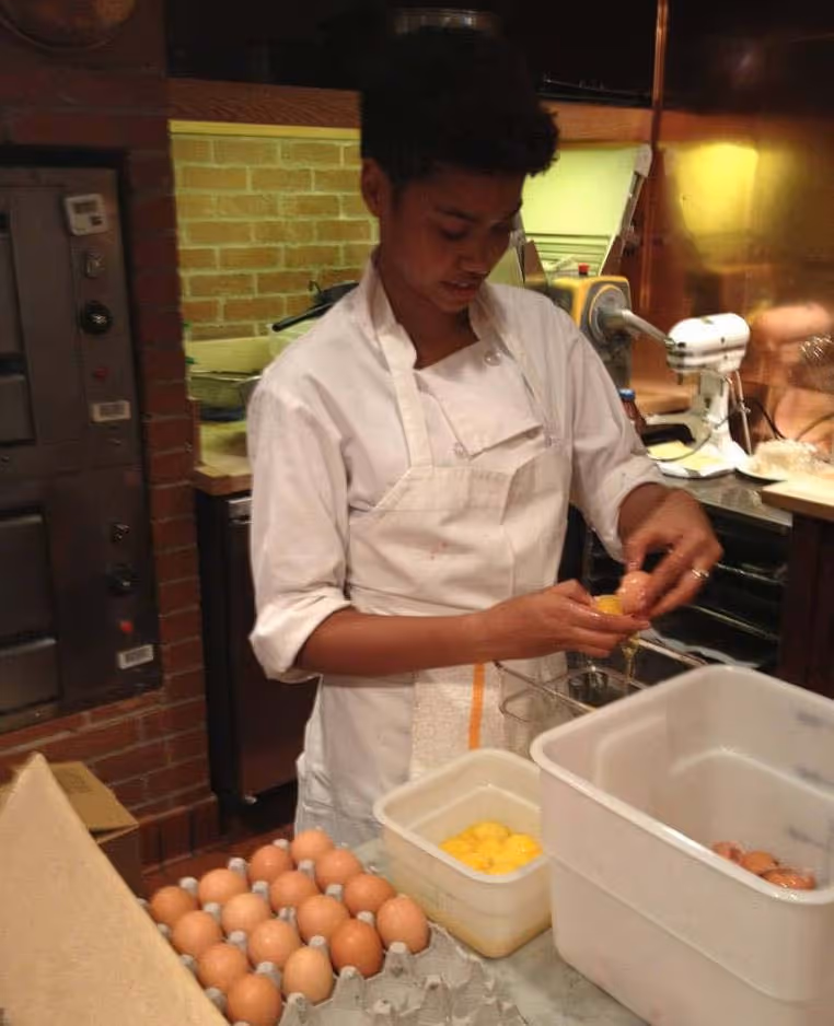 Magdalena O’Neal in the kitchen at Chez Panisse