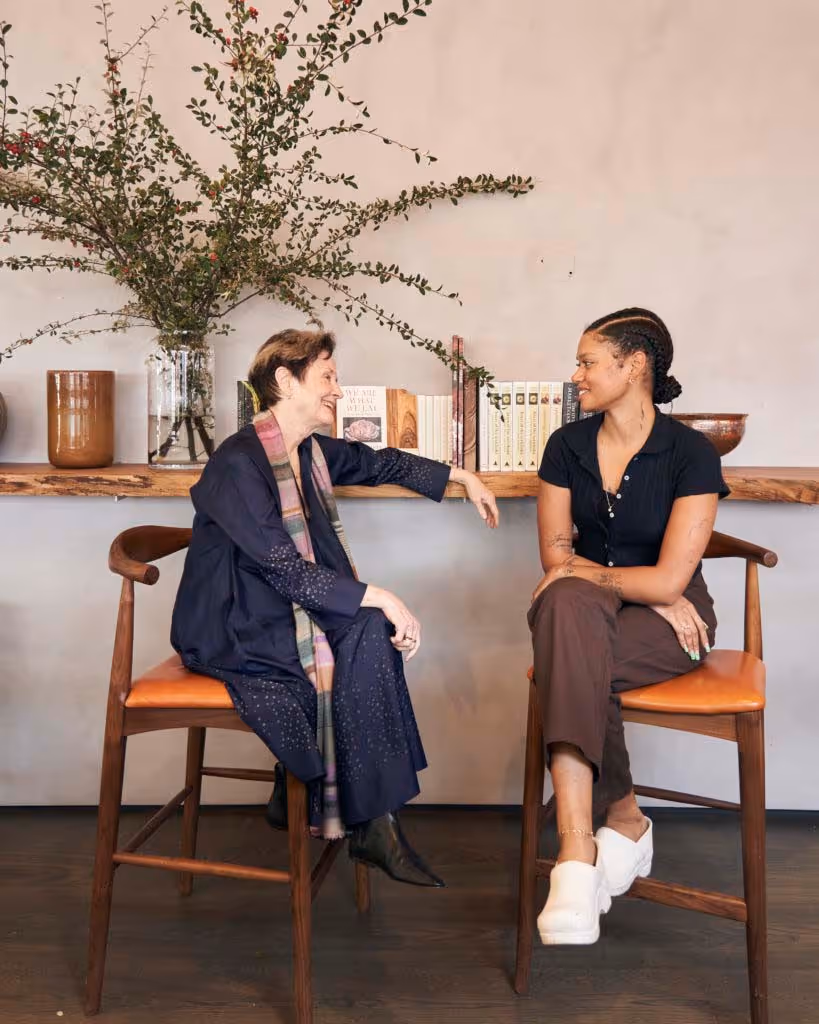 Magdalena O’Neal and Alice Waters during an interview for Sunset Magazine